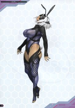 Rule 34 | 1girl, absurdres, animal ears, artbook, black nails, breasts, curvy, dark-skinned female, dark skin, fail (super robot wars x-omega), fake animal ears, foreshortening, gluteal fold, highleg, highleg leotard, highres, jumping, large breasts, leotard, lips, mask, medium hair, nail polish, non-web source, official art, pink hair, rabbit ears, revealing clothes, scan, see-through clothes, see-through leotard, shatte judevesten, shiny skin, simple background, sleeves past wrists, super robot wars, super robot wars x-omega, thighhighs, toeless legwear, toenail polish, toenails, translation request, watanabe wataru (character designer)