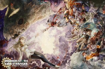 6+boys 6+girls aegiomon apollomon armor bacchusmon bandai bird black_vest blonde_hair breasts ceresmon ceresmon_medium copyright_logo dianamon digimon digimon_story:_time_stranger full_armor gloves grey_hair group_picture holding holding_sword holding_weapon junomon large_breasts logo long_hair looking_at_another marsmon mercurymon minervamon misono_inori multiple_boys multiple_girls neptunemon official_art reaching reaching_towards_another short_hair skirt sword takeuchi_moto_(mtrumorumo) venusmon vest vulcanusmon weapon white_gloves wide_hips