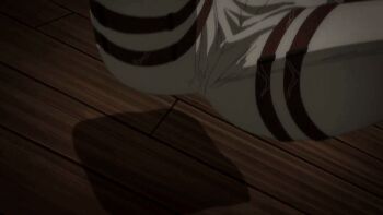 1girl animated animated_gif annie_leonhart boots breasts bumping focused highres jacket legs legs_apart mappa_(company) official_art pants screencap shingeki_no_kyojin survey_corps survey_corps_(emblem) thighs tight_clothes tight_pants