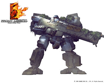 camouflage front_mission front_mission_5 gun mecha no_humans official_art rifle robot solo weapon