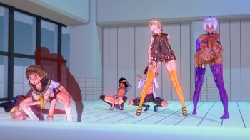 1boy 3d 6+girls android_18 armpit_hair bare_legs black_hair bleach bob_cut body_writing breasts character_request crossover cum cum_on_body cum_on_breasts cum_on_lower_body cum_on_upper_body dark-skinned_female dark_skin doggystyle dragon_ball dragonball_z expressionless faceless faceless_male gloves grabbing_from_behind hair_in_own_mouth heart heavy_breathing hetero highres horns kangoku_senkan kangoku_senkan_2 kiria_jef kuchiki_rukia large_breasts lips mind_control miss_valentine moaning multiple_girls nintendo nipples no_panties one_piece orange_hair persona persona_4 pubic_hair satonaka_chie school_uniform sex sex_from_behind sex_toy short_hair smile squatting standing take_your_pick thong uranosaxia vibrator white_hair wide_hips writing_on_breasts