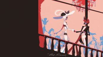 6+boys 6+girls alastor_(hazbin_hotel) angel_dust black_pants blitzo_(helluva_boss) charlie_morningstar chazwick_thurman demon_boy demon_girl dress formal_clothes hat hazbin_hotel hellaverse helluva_boss highres holding_hands husk_(hazbin_hotel) millie_(helluva_boss) moxxie_(helluva_boss) multiple_boys multiple_girls niffty_(hazbin_hotel) pants red_hair rosie_(hazbin_hotel) shadow stolas_(helluva_boss) suit sun_hat vaggie villanooos vox_(hazbin_hotel) white_dress white_hair white_hat