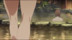 2girls aida_riko angry animated asymmetrical_docking audible_speech bouncing_breasts breast_envy breast_press breasts brown_eyes brown_hair convenient_censoring english_audio highres kuroko_no_basuke large_breasts leaning_forward lowres medium_breasts momoi_satsuki multiple_girls no_nipples nude onsen out-of-frame_censoring partially_submerged pink_eyes pink_hair ponytail screencap short_hair sound tagme video water wet