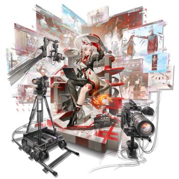 1girl aak_(arknights) amiya_(arknights) annie_(arknights) arknights arm_up bena_(arknights) black_boots black_jacket black_pants boots braid camera chongyue_(arknights) cj7 colored_skin computer doctor_(arknights) dragon_girl dragon_horns dragon_tail dress drunken_master earrings executor_(arknights) feater_(arknights) fire flame-tipped_tail forrest_gump full_body gloves high_heel_boots high_heels highres holding holding_tablet_pc honeyberry_(arknights) horns infernal_affairs jacket jesselton_williams_(arknights) jewelry lappland_(arknights) laptop lee_(arknights) leg_tattoo long_hair long_sleeves looking_at_viewer monitor muelsyse_(arknights) multicolored_hair multiple_girls nian_(arknights) nian_(thunderbolt_director)_(arknights) official_alternate_costume official_art open_clothes open_jacket pants pointy_ears purple_eyes qiubai_(arknights) rat_king_(arknights) red_hair screen singin'_in_the_rain sitting smile solo streaked_hair studio_montagne tablet_pc tail tattoo the_black_cannon_incident the_godfather the_shining the_sound_of_music the_truman_show tin_man_(arknights) transparent_background vampire_vs_vampire virtuosa_(arknights) wei_yenwu_(arknights) white_background white_hair