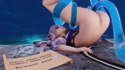 1girl 2021 3d anal animated bottomless double_penetration genshin_impact highres keqing_(genshin_impact) long_hair mihoyo monster pale_skin purple_eyes purple_hair pussy sex slime_(genshin_impact) sound stomach_bulge tentacle_sex tentacles twintails uncensored vaginal vicineko video