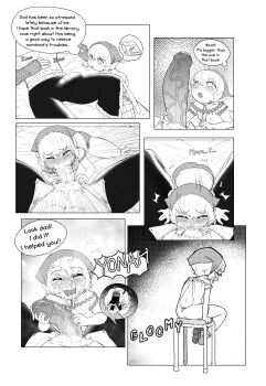 1boy 1girl 2026 absurdres age_difference comic cum cum_in_mouth cum_on_body english_text facial father_and_daughter fellatio greyscale headscarf hetero highres incest loli monochrome nier nier_(father) nier_(series) omegahaunt onii-loli oral parent_and_child penis short_hair sleep_molestation square_enix stool veins veiny_penis yonah