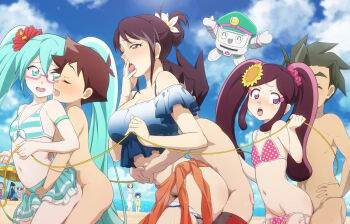 3boys 3girls anime_coloring aqua_hair beach beach_umbrella bikini bikini_pull bikini_skirt blue_sky breasts brown_hair cleavage clothed_female_nude_male clothed_sex clothes_pull daimonyama_tsuranuki day female_pubic_hair flower glasses grey_male_swimwear grey_swim_trunks hair_flower hair_ornament hair_scrunchie hatsune_miku_(shinkalion) hayasugi_hayato hetero kodomo_doushi large_breasts loli male_swimwear male_swimwear_pull mihara_futaba multicolored_male_swimwear multicolored_swim_trunks multicolored_swimsuit multiple_boys multiple_girls mushiro_(nijie728995) nude ocean official_style oga_akita open_mouth parody polka_dot polka_dot_bikini pubic_hair public_indecency red_male_swimwear red_swim_trunks sarong scrunchie sex shashot shinkalion_(series) shinkansen_henkei_robo_shinkalion shota side-tie_bikini_bottom sky spiked_hair standing standing_sex string sunflower sunflower_hair_ornament swim_trunks swim_trunks_pull swimsuit tongue tongue_out twintails ueda_azusa umbrella unworn_bikini_bottom vocaloid