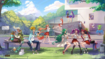 ahri_(league_of_legends) ekko_(league_of_legends) ezreal janna_(league_of_legends) jinx_(league_of_legends) league_of_legends lulu_(league_of_legends) lux_(league_of_legends) magical_girl multiple_boys multiple_girls poppy_(league_of_legends) miss_fortune_(league_of_legends) school_uniform skirt soraka_(league_of_legends) syndra tagme teemo yordle zed_(league_of_legends)