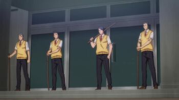 20s 2girls 6+boys animated audible_speech blood blood_on_face breasts dark-skinned_female dark_skin highres holding holding_sword holding_weapon ikkitousen japanese_audio katana large_breasts long_hair looking_at_another midriff miniskirt multiple_boys multiple_girls navel ryona school school_uniform shin_ikkitousen shiny_skin skirt standing stitched sword tagme talking third-party_edit video violence weapon wide_hips yamada_asaemon_(ikkitousen)