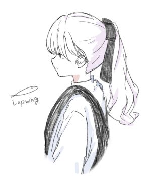 Rule 34 | 1girl, absurdres, commentary request, dated, from side, hair ribbon, highres, long hair, looking at viewer, luce65535, original, ponytail, ribbon, shirt, signature, simple background, solo, upper body, white background, white shirt