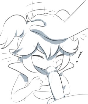 ! 1boy 1girl bandaid bandaid_on_cheek bandaid_on_face beebz_(demon_turf) closed_eyes cropped_torso demon_turf fellatio freckles hair_between_eyes headpat hetero just_the_tip loli medium_hair monochrome oral penis saliva shino_(shinokani) short_twintails simple_background solo_focus testicles twintails uncensored upper_body v-shaped_eyebrows white_background