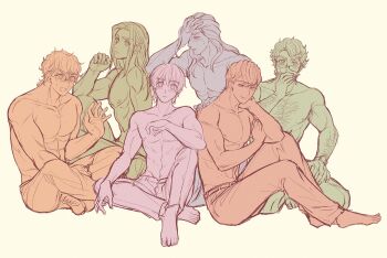 Rule 34 | 6+boys, aladdin (disney), aladdin (movie), avengers (series), beauty and the beast (disney), black hair, brown eyes, brown hair, bruce banner, crossover, dark-skinned male, dark skin, hercules (1997 movie), hercules (disney), highres, long hair, looking at viewer, marvel, mizala, multiple boys, phillip (disney), prince adam (disney), shirt, short hair, sleeping beauty (disney), smile, tarzan (disney character), tarzan (disney movie)