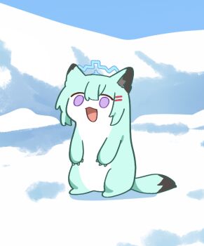 1girl animal_ear_fluff animal_ears blue_archive blue_halo chestnut_mouth halo junsuina_fujunbutsu open_mouth purple_eyes shigure_(blue_archive) smile solo standing tail weasel weasel_ears weasel_tail