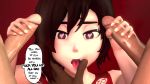 10s 1girl 3boys 3d animated artist_name brown_hair bubble cum cum_on_body cum_on_penis dark_skin double_handjob english_text erection esk hand_on_another's_face handjob heart heart-shaped_pupils looking_at_viewer looping_animation multiple_boys open_mouth penis red_background rubbing ruby_rose rwby short_hair simple_background solo_focus source_filmmaker_(medium) speech_bubble swept_bangs symbol-shaped_pupils talking teasing tongue tongue_out uncensored video watermark web_address