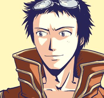 Rule 34 | 1boy, black hair, closed mouth, coat, commentary request, dated commentary, eyewear on head, glasses, grey eyes, looking afar, lowres, male focus, oomojiya, orange coat, portrait, priest (ragnarok online), ragnarok online, short bangs, short hair, simple background, smile, solo, yellow background