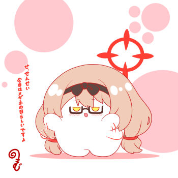 Rule 34 | afterimage, black-framed eyewear, black bow, black hairband, blue archive, blush, bow, brown hair, chibi, chinatsu (blue archive), colored shadow, commentary request, full body, glasses, hairband, halo, highres, kurukurumagical, long hair, looking at viewer, low twintails, motion lines, open mouth, semi-rimless eyewear, shadow, solo, speed lines, standing, translation request, twintails, under-rim eyewear, very long hair, white background, yellow eyes