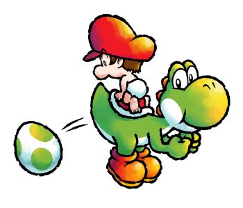 2boys baby baby_mario boots brown_boots brown_hair clenched_hands colored_skin diaper egg green_skin green_yoshi hat highres mario mario_(series) multiple_boys nintendo official_art red_hat short_hair simple_background third-party_source white_background yoshi yoshi&#039;s_island_ds