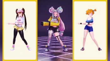 3d abs animated ass asymmetrical_hair bare_shoulders blue_eyes blue_thong blush bouncing_ass bouncing_breasts breasts brown_hair cleavage cowboy_shot dancing double_bun full_body green_eyes grin hair_bun hand_on_own_hip huge_ass huge_breasts iono_(pokemon) large_breasts long_hair looking_at_viewer midriff mikumikudance misty_(pokemon) mu_mmd multicolored_hair muscular navel nintendo open_mouth orange_hair pantyhose pokedance_(meme) pokemon pokemon_black_2_and_white_2 pokemon_firered_and_leafgreen pokemon_scarlet_and_violet ponytail pov rosa_(pokemon) shirt shoes short_hair short_shorts shorts side_ponytail skirt smile sneakers sound standing swimsuit tagme thick_thighs thighs thong twintails underwear video wristband