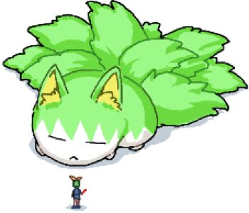 Rule 34 | 1girl, bow, cookie (touhou), daiyousei, diyusi (cookie), full body, green hair, hair bow, lowres, man (man-room), simple background, sukusuku hakutaku, touhou, traffic baton, white background, yellow bow