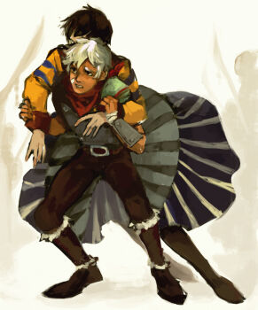 2boys bandages bastion black_hair multiple_boys tagme the_kid_(bastion) white_hair zulf