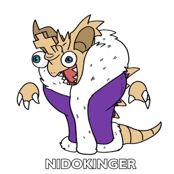 blue_eyes claws crossover gen_1_pokemon horns kinger_(the_amazing_digital_circus) nidoking nintendo open_mouth parody pokemon pokemon_(creature) sifyro signature single_horn solo style_parody tail the_amazing_digital_circus transparent_background veins