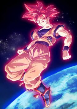 Rule 34 | dragon ball, dragonball z, dragonball z battle of gods, highres, red eyes, red hair, son goku, star (symbol), super saiyan, super saiyan god