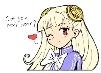 ! 1girl bow bun_cover capcom_fighting_jam closed_mouth english_text eyelashes heart ingrid_(capcom) looking_at_viewer one_eye_closed red_eyes simple_background smile solo spdcooler street_fighter street_fighter_zero_(series) upper_body white_background white_bow white_hair