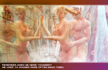 1boy 1girl 3d abs absurdres alex_(hotline_miami_2) ash_(hotline_miami_2) blonde_hair breasts bubble faceless faceless_male female_focus from_behind grabbing_another's_breast green_eyes groping hetero highres hotline_miami hotline_miami_2 incest mask masked medium_breasts nude sex sex_from_behind shower shower_sex showering tagme water welectric