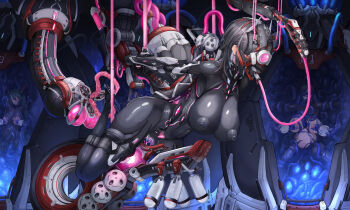 4girls absurdres alternate_breast_size_(larger) azur_lane black_bodysuit black_boots black_hair black_thighhighs bodystocking bodysuit boots breast_expansion breasts brown_bodystocking chinese_commentary commentary commentary_request commission corruption covered_erect_nipples dark_background earrings english_commentary friedrich_der_grosse_(azur_lane) from_side full_body glowing glowing_tattoo green_hair hair_between_eyes highres horns huge_breasts huge_nipples impossible_bodysuit impossible_clothes inverted_nipples jewelry lactation large_breasts living_clothes long_hair looking_at_viewer machinery mask medium_hair milking_machine mixed-language_commentary multicolored_hair multiple_girls open_mouth pink_liquid pregnant pubic_tattoo pubic_tattoo_through_clothing red_horns regensburg_(azur_lane) restrained skin_tight spread_legs steam tattoo tentacle_in_mouth tentacle_pit tentacle_sex tentacles thighhighs tongue torn_bodystocking torn_clothes two-tone_hair ulrich_von_hutten_(azur_lane) vaginal very_long_hair white_hair white_horns yellow_eyes yusha_m