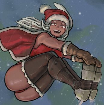 1girl animal_ears boku_no_hero_academia dark-skinned_female dark_skin ganll8 highres leotard long_eyelashes mirko muscular muscular_female rabbit_ears rabbit_girl rabbit_tail solo tail taut_leotard toned toned_female