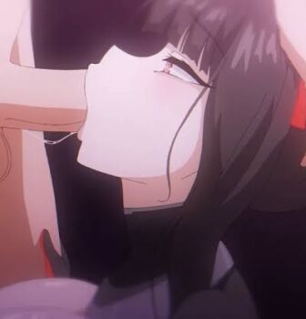 1boy 1girl black_hair blue_archive fellatio lowres nipuru_studio non-web_source oral penis red_eyes rio_(armed)_(blue_archive) rio_(blue_archive) source_request tagme uncensored