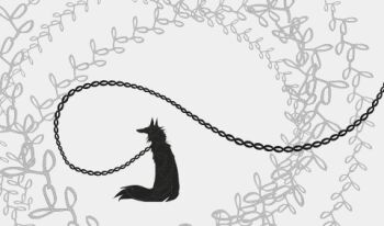 animal animal_focus animated animated_gif black_fur black_tail chain epilepsy_warning flashing full_body kamikiririp looping_animation lowres no_humans open_mouth original red_eyes simple_background sitting solo wolf