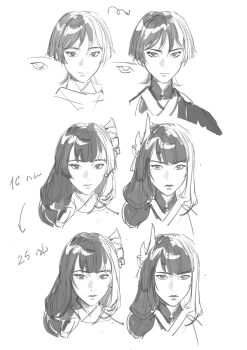 Rule 34 | 1boy, 2girls, absurdres, age difference, alternate costume, alternate universe, blunt bangs, closed mouth, commentary, crmnlmlfhntr, english commentary, expressionless, genshin impact, hair between eyes, hair ornament, highres, japanese clothes, light smile, long hair, looking at viewer, makoto (genshin impact), mole, mole under eye, monochrome, mother and son, multiple girls, raiden shogun, scaramouche (genshin impact), scaramouche (kabukimono) (genshin impact), shade, siblings, sketch, twins