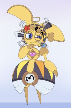 :3 compass_(instrument) crossover full_body galactic_nova gears gen_7_pokemon heart highres kirby_(series) legendary_pokemon light_bulb magearna mythical_pokemon nintendo pokemon pokemon_(creature) signature spino_(spinoone) star_(symbol) weather_vane winding_key