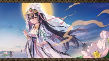 Rule 34 | 1girl, bracelet, chinese clothes, closed mouth, commentary request, dress, feixianji (hairstyle), flower, flower pot, gold bracelet, green eyes, grey hair, guanyin, hair ornament, hair rings, hanfu, highres, holding, holding flower pot, jewelry, long hair, looking at viewer, luo tianyi, smile, solo, vocaloid, vsinger (vocaloid), yu yi connect