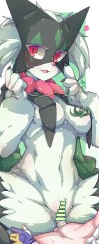 1girl :3 absurdres animal_hands animal_nose artist_name bar_censor black_fur blush body_fur border breasts cat_girl censored claws clitoral_hood clitoris dated eko._(yzcheneko) erection fang furry furry_female furry_with_non-furry girl_on_top gloves green_background green_fur green_hair hands_up happy heart hetero highres interspecies looking_at_viewer mature_female medium_breasts meowscarada multicolored_gloves navel nintendo open_mouth outline outside_border partially_fingerless_gloves pawpads penis pokemon pokemon_(creature) purple_outline red_eyes sex short_hair signature simple_background skin_fang smile solo_focus spread_legs stomach string sweat testicles tongue transparent_censoring two-tone_fur vaginal white_border