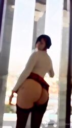 1girl animated ass ass_shake betzyblack black_panties chainsaw_man cosplay couch higashiyama_kobeni higashiyama_kobeni_(cosplay) highres huge_ass indoors kobeni_higashiyama looking_at_the_viewer looking_back panties pantyhose real_life sound tagme teasing torn_clothes torn_pantyhose underwear video