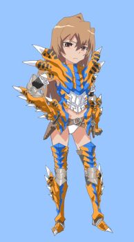 aisaka_taiga brown_hair capcom crossover geday monster_hunter_(series) panties pun tigrex_(armor) toradora! underwear white_panties