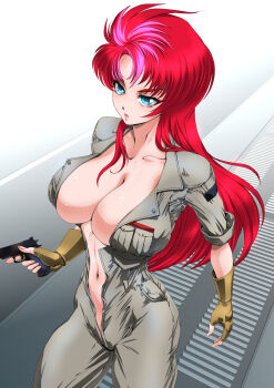 1girl absurdres breasts cleavage dancouga_(series) highres large_breasts long_hair red_hair yuki_sara yuri_ai