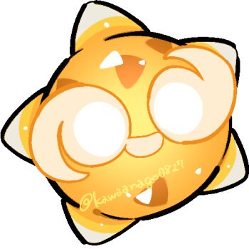 chibi chibi_only commentary_request full_body gen_7_pokemon kawaanago lowres minior minior_(core) minior_(orange_core) nintendo no_humans pokemon pokemon_(creature) pokemon_focus smile solo transparent_background twitter_username