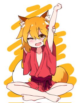 Rule 34 | animal ears, fox ears, fox girl, fox tail, hakama, highres, japanese clothes, nickrougha, red hakama, red shawl, senko (sewayaki kitsune no senko-san), sewayaki kitsune no senko-san, shawl, tail, tail raised