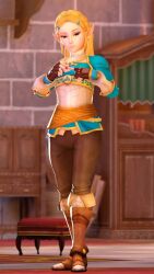 Rule 34 | 1girl, 3d, animated, arms up, ass, blonde hair, blue eyes, breasts, female focus, fingerless gloves, flexing, full body, gloves, hairdressing, indoors, interior, jewelry, jojo no kimyou na bouken, long hair, looking at viewer, muscle growth, muscular, muscular female, n-nurico, nintendo, parody, pointy ears, princess zelda, ring, small breasts, solo, sound, tagme, the legend of zelda, the legend of zelda: breath of the wild, video