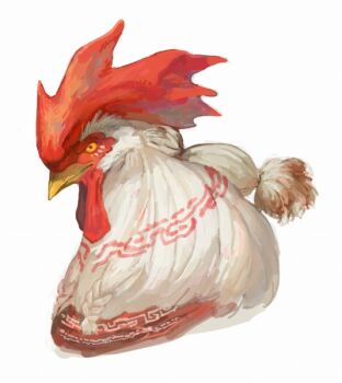 bird chicken commentary_request nagabe no_humans original portrait simple_background solo white_background