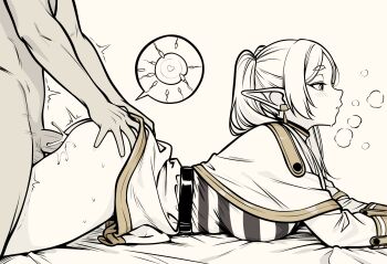 blush clothed_female_nude_male clothed_sex cum ejaculation elf frieren grabbing_another&#039;s_ass groping impregnation mordredpenx nude pointy_ears prone_bone sex_from_behind sweat