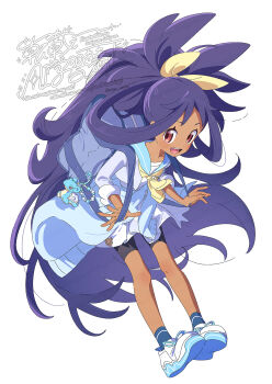 1girl dark-skinned_female dark_skin gen_1_pokemon highres iris_(pokemon) lapras nintendo pokemon serizawa_serizane simple_background solo stuffed_toy white_background