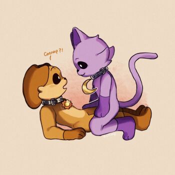 2boys :3 animal_ears black_collar black_sclera cat_boy cat_ears cat_tail catnap_(poppy_playtime) collar colored_sclera commentary_request dark_orange_fur dark_purple_fur dog_boy dog_ears dogday_(poppy_playtime) full_body highres jewelry light_blush looking_at_another lying male_focus moon moon_(ornament) moon_necklace multicolored_fur multiple_boys necklace on_back orange_collar orange_fur poppy_playtime purple_fur sitting sitting_on_lap sitting_on_person smiling_critters straddling sun_(ornament) sun_necklace sun_symbol tagme tail white_eyes yaoi