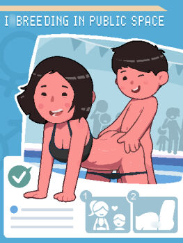 1boy 1girl age_difference black_bra blur_censor bra casual_sex censored completely_nude cover fake_magazine_cover heart incest magazine_cover mature_female mother_and_son nude one_eye_closed onee-shota panties_around_leg people pixel_art public_indecency sex sex_from_behind short_hair shota ta777371 tagme underwear