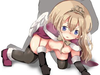 1boy 1girl all_fours angel angel_wings ariel_(oukoku_no_shugo_tenshi) black_gloves black_thighhighs blue_eyes blush boots breasts breath brown_hair capelet censored doggystyle elbow_gloves feathered_wings game_cg gloves hair_between_eyes hair_down hikaru_(sgst) inverted_nipples large_variant_set long_hair long_sidelocks nipples non-web_source nude oukoku_no_shugo_tenshi parted_lips pointy_ears purple_boots purple_capelet pussy_juice see-through_body sex sex_from_behind sidelocks simple_background small_breasts steam sweat tareme thighhighs tiara transparent_background vaginal variant_set very_long_hair white_wings wings