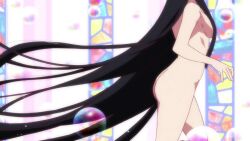 1boy 1girl ahoge animated anime_screenshot araragi_koyomi araragi_tsukihi ass black_hair bouncing_breasts breasts brother_and_sister completely_nude covering_privates egg_hair_ornament female_focus food-themed_hair_ornament groin hair_ornament highres long_hair medium_breasts monogatari_(series) navel nude panties siblings soap soap_bubbles sound stomach tagme thighs tsukimonogatari underwear very_long_hair video washing white_panties wide_hips
