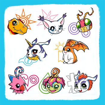 Rule 34 | agumon, bird, bug, cat, digimon, digimon (creature), digimon crest, gabumon, gomamon, looking at viewer, palmon, patamon, petals, piyomon, rancid yogurt, tailmon, tentomon, wings